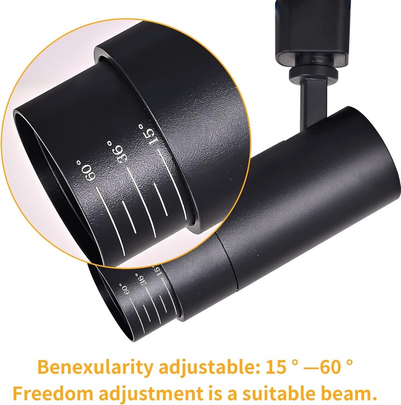 Ajbvp رؤوس إضاءة LED على القضبان 5CCT 12W قابلة للتعتيم، شعاع قابل للتكبير 15°/24°/36°/45°/60°، 2700K/3000K/3500K/4000K/5000K، رؤوس إضاءة على القضبان H دائرة واحدة، إضاءة فنية، أسود - 4 عبوات - Image 3